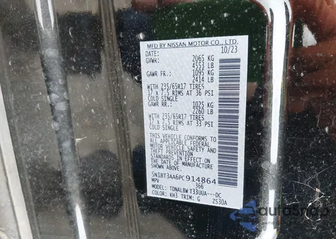 2023 Nissan Rogue S Fwd из США, поврежденный, VIN 5N1BT3AA6PC914864